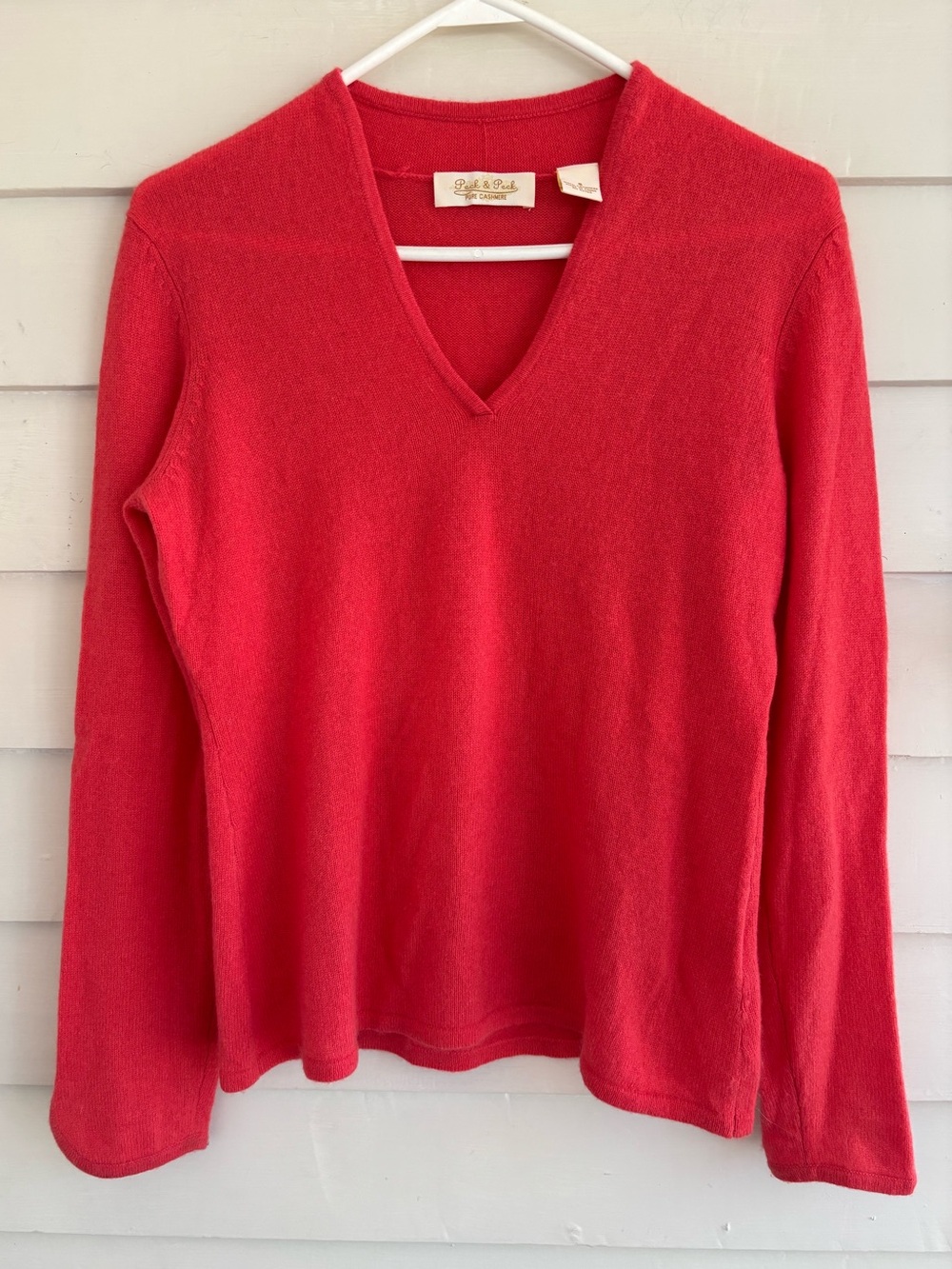 Peck & Peck Cashmere Coral V Neck Sweater Women’s Size Small